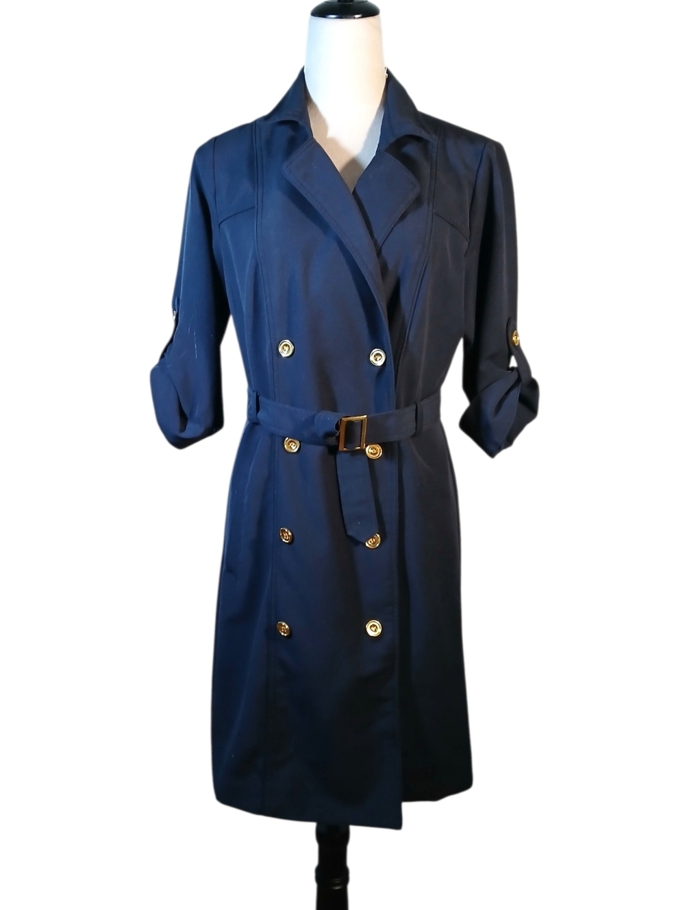 Sharagano Belted Navy Blue Shirt Dress. Size Medium